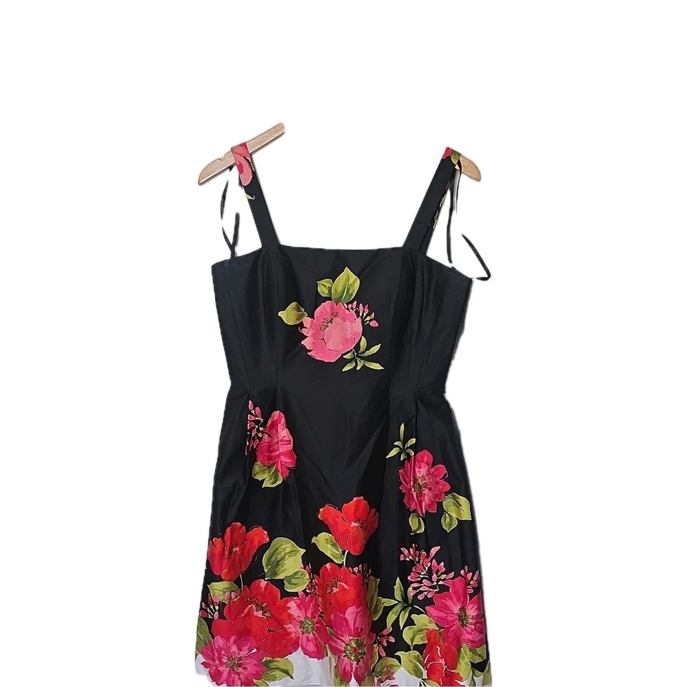 Jessica Howard Black Floral Fit & Flare Strappy Square Neck Dress 12